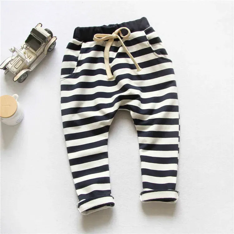 2017 spring&Autumn new fashion 100% cotton Stripe boys pants girls harem pants kids for 1-10 year children pants baby pants