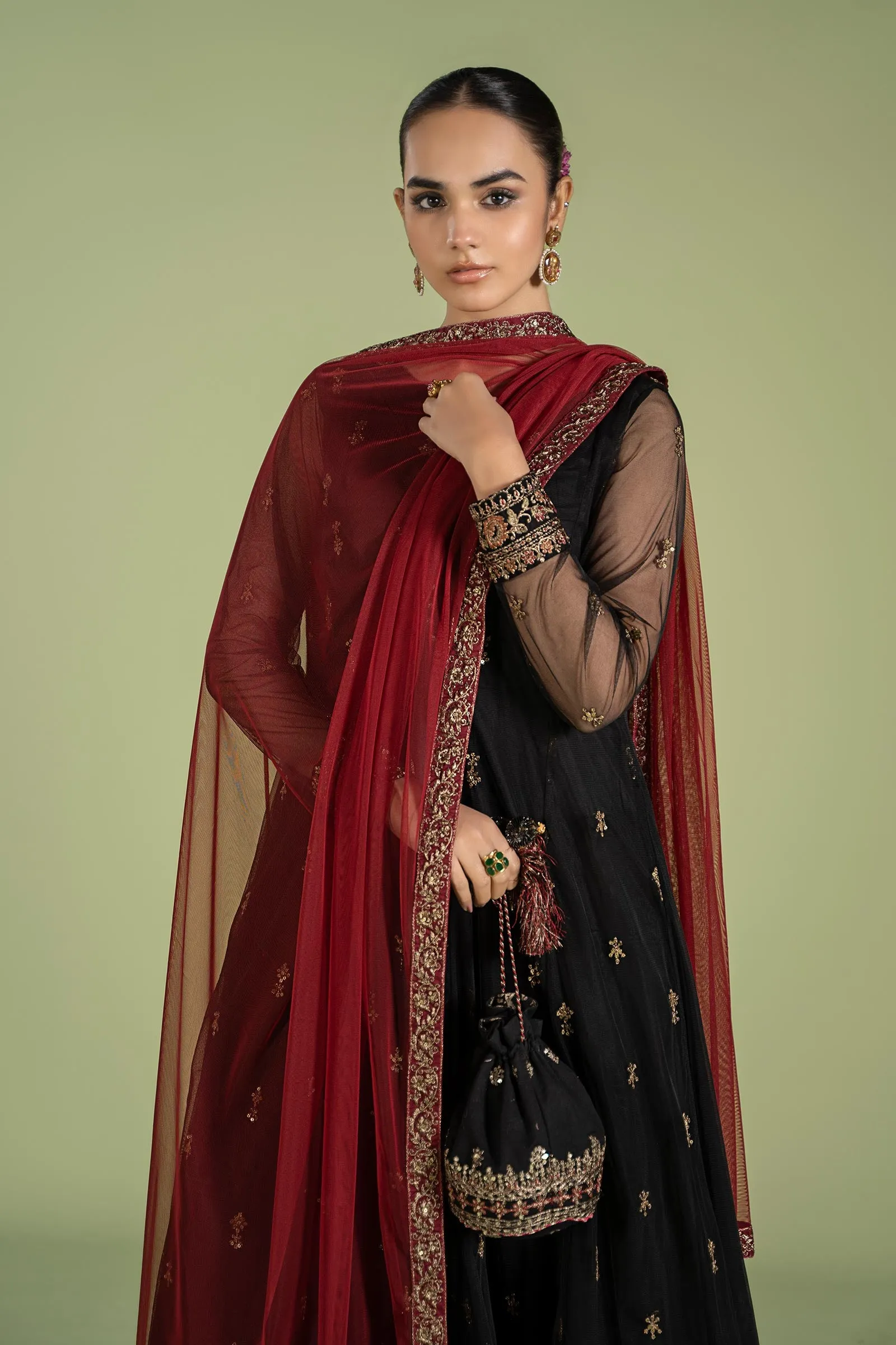 3 Piece Embroidered Net Suit | DW-EF24-116