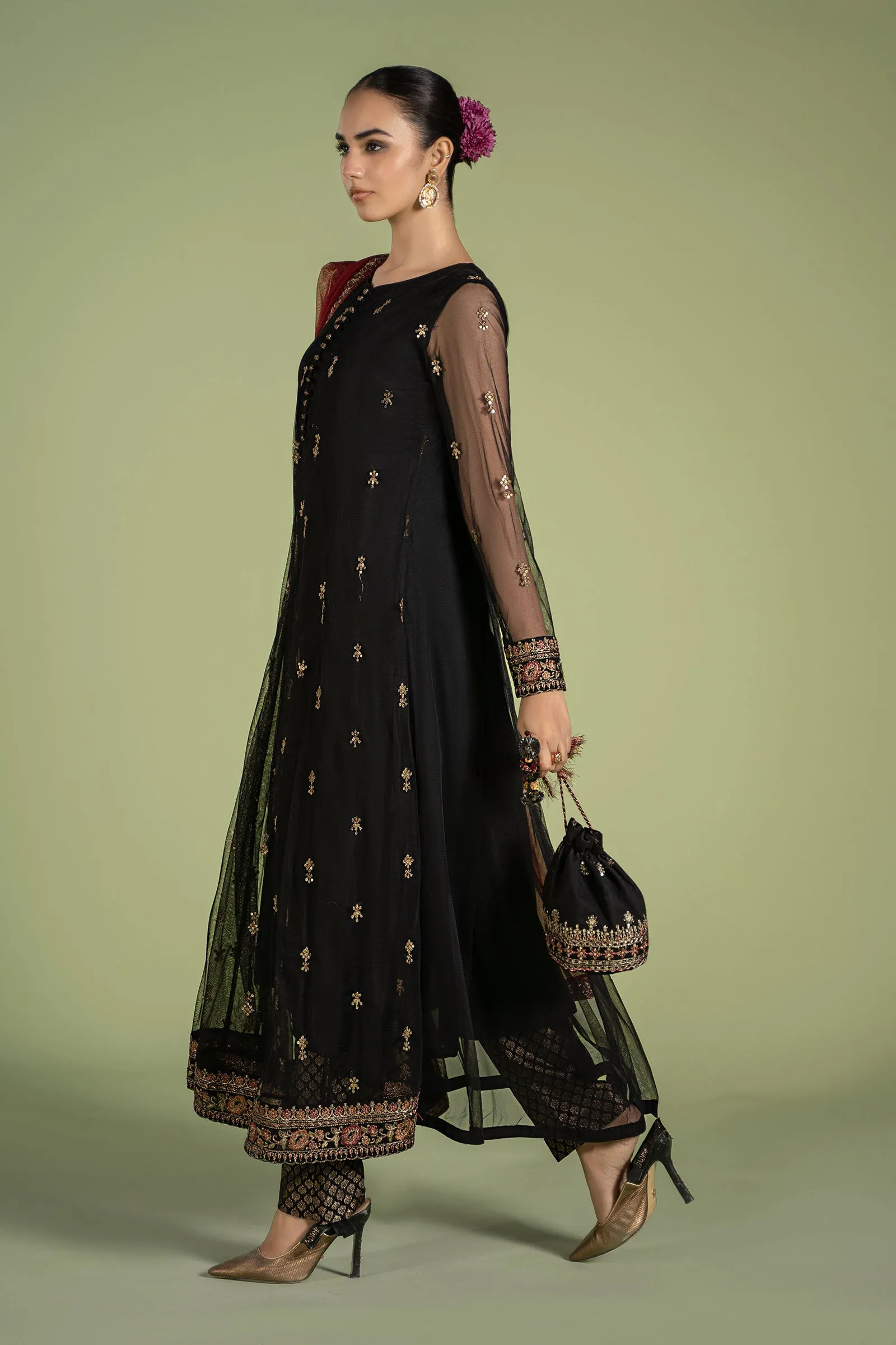 3 Piece Embroidered Net Suit | DW-EF24-116