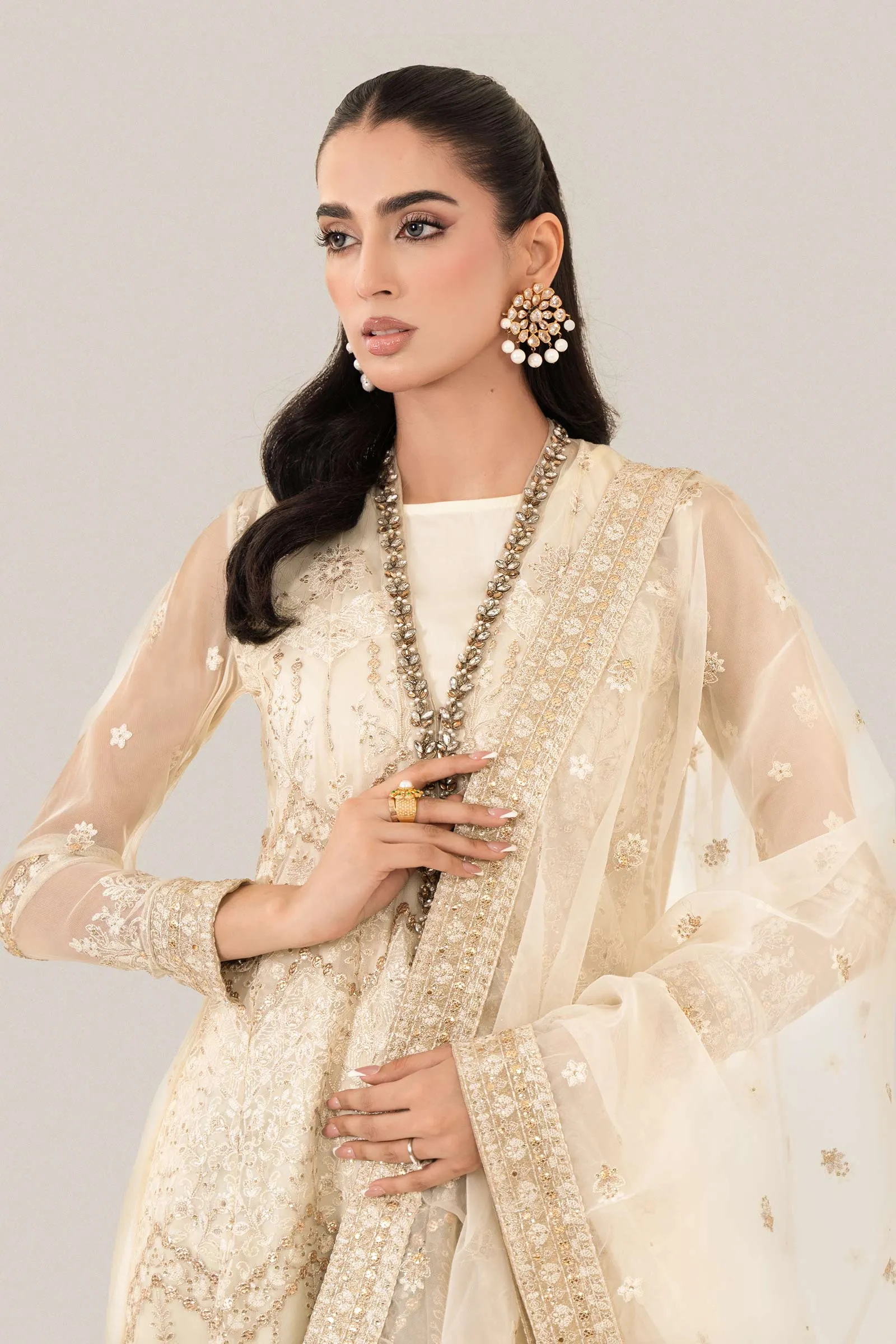 3 Piece Embroidered Net Suit | SF-EF24-28