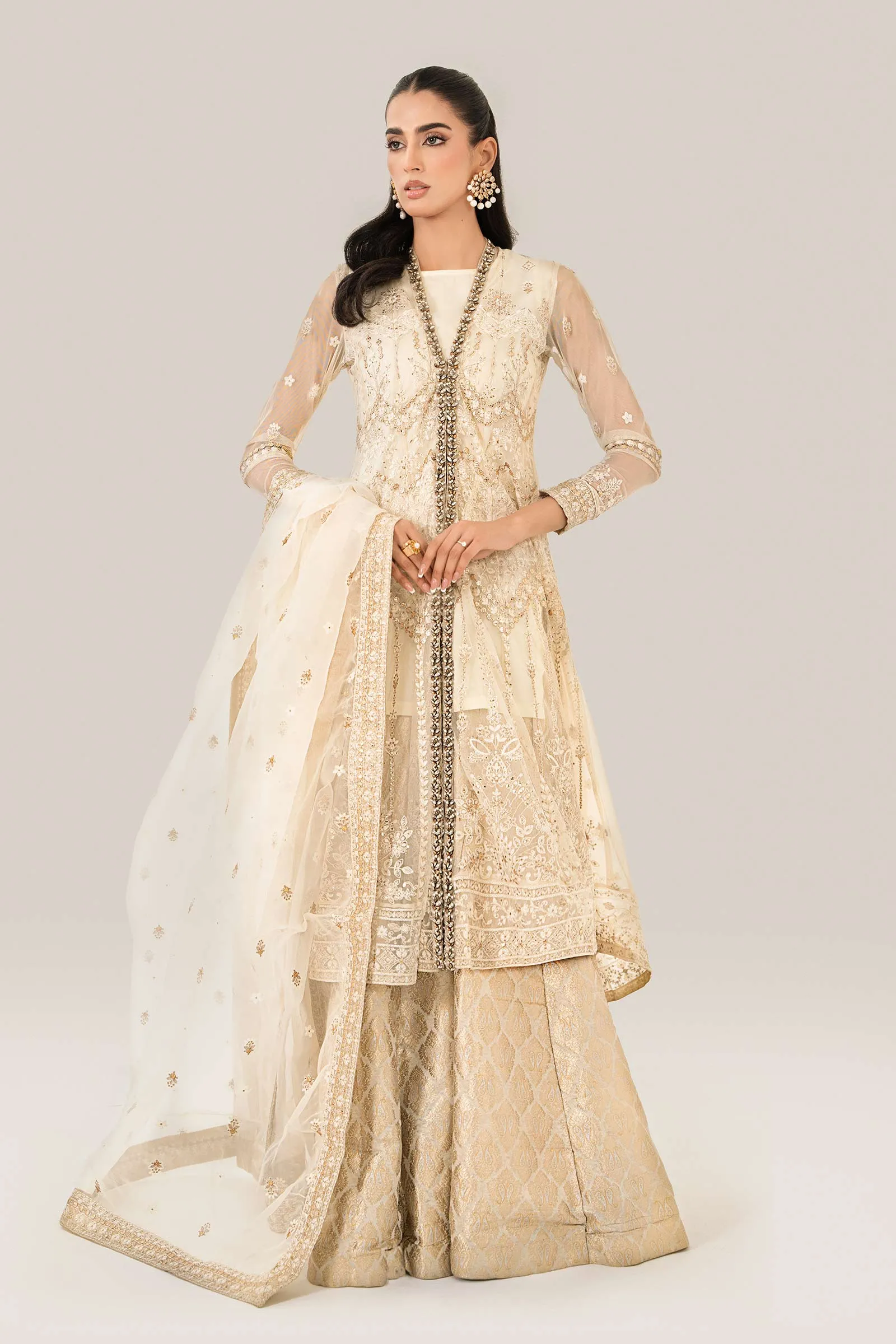 3 Piece Embroidered Net Suit | SF-EF24-28