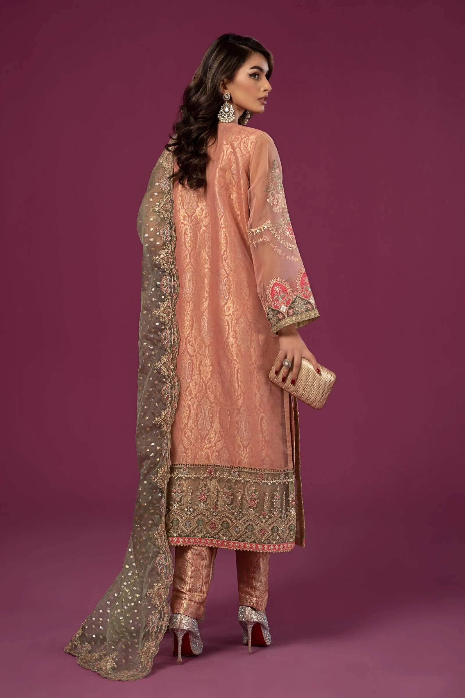 3 Piece Embroidered Organza Suit | SF-EF24-37