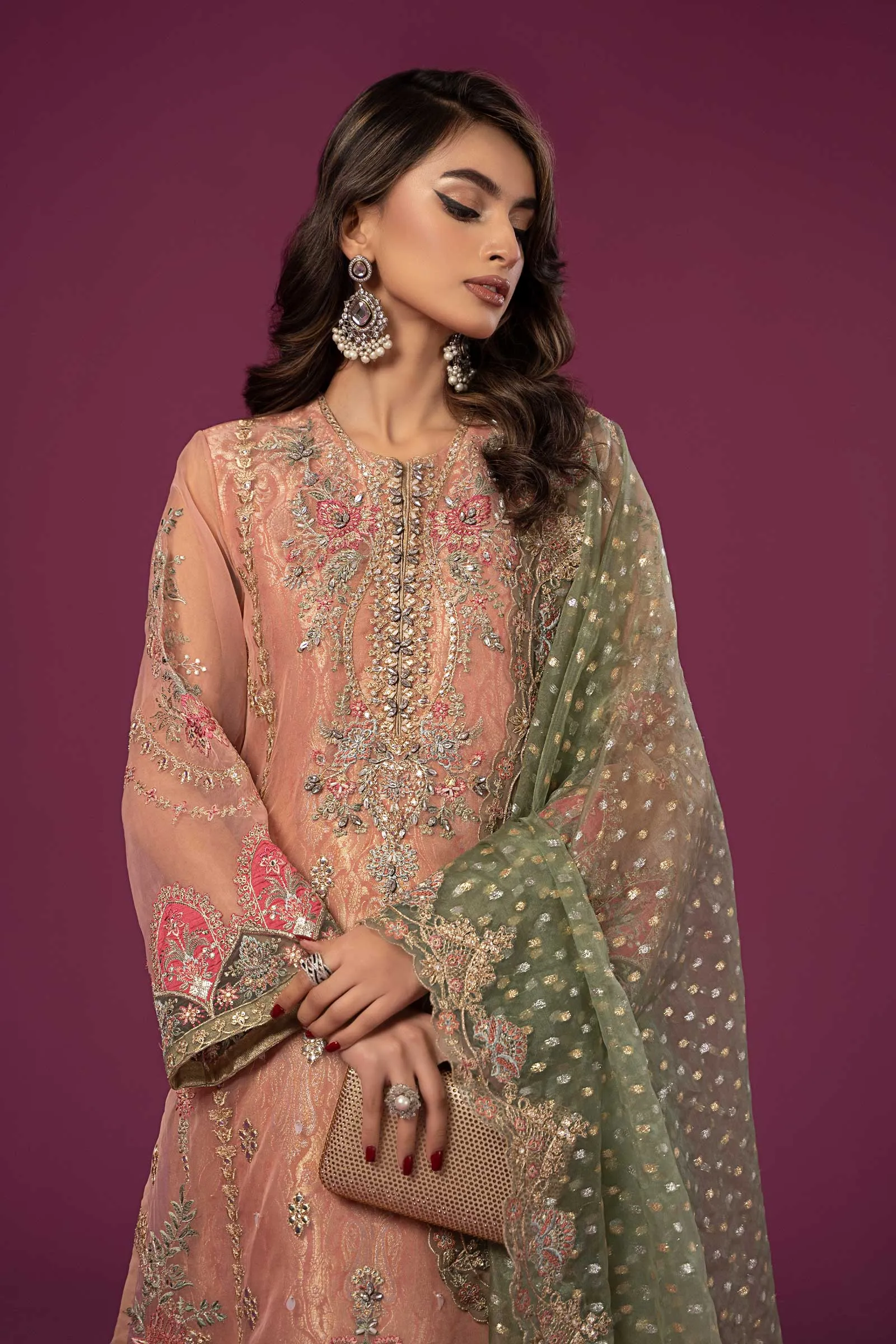 3 Piece Embroidered Organza Suit | SF-EF24-37