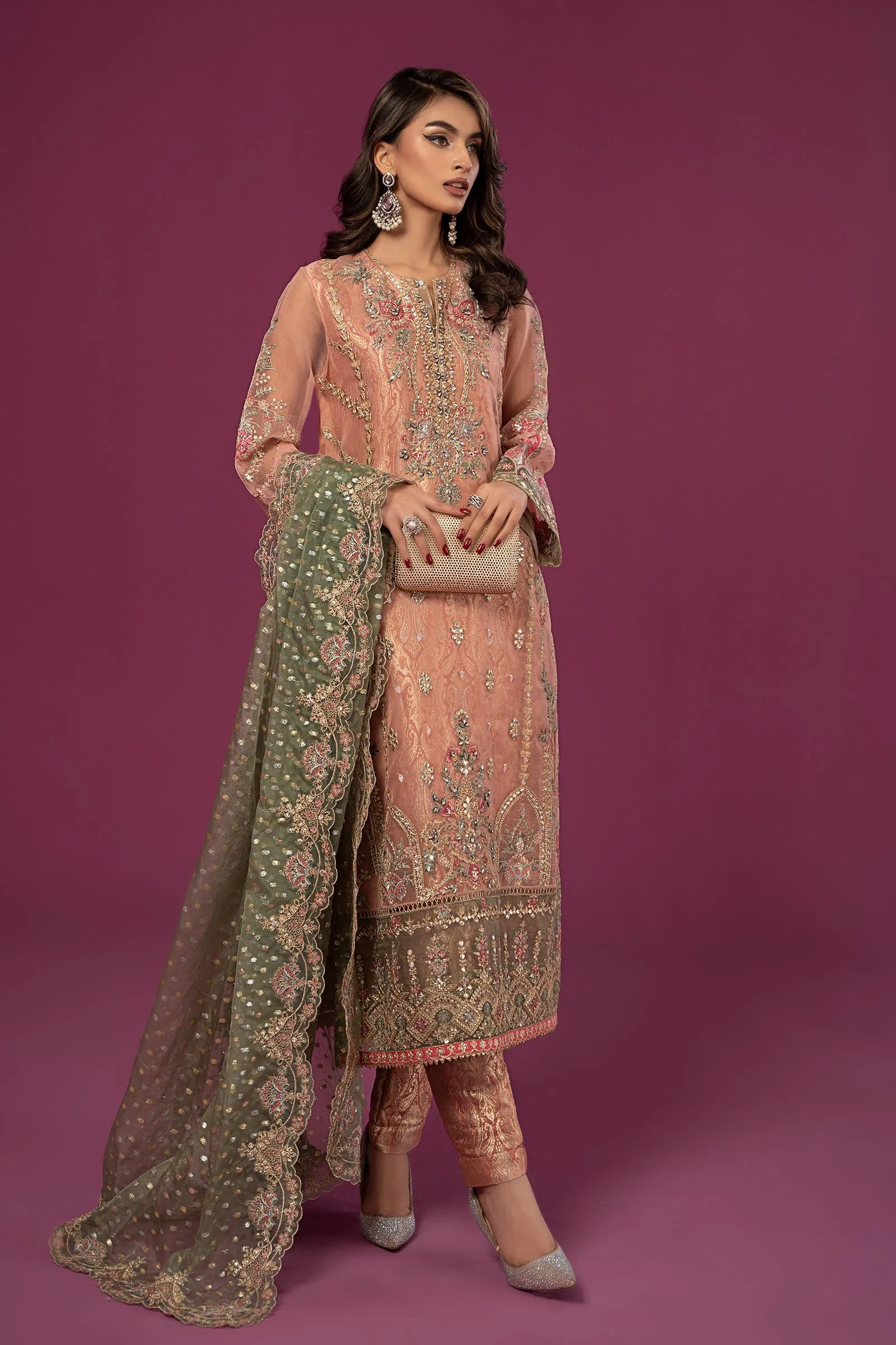 3 Piece Embroidered Organza Suit | SF-EF24-37