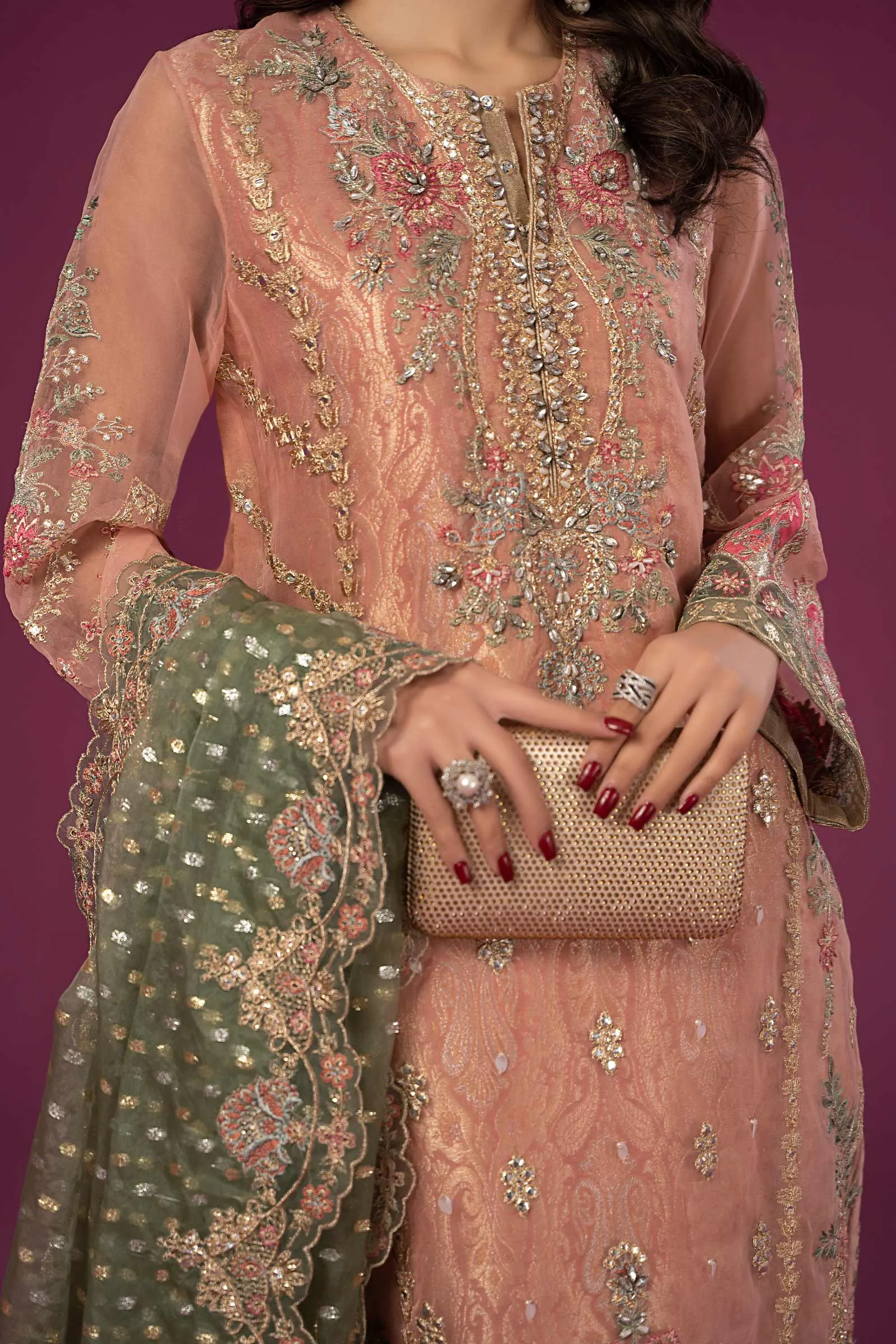 3 Piece Embroidered Organza Suit | SF-EF24-37