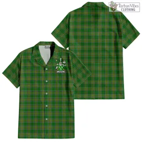 Aherne Irish Clan Tartan Short Sleeve Button Up with Coat of Arms