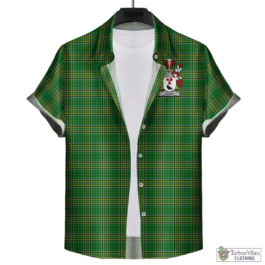 Algeo Irish Clan Tartan Short Sleeve Button Up with Coat of Arms