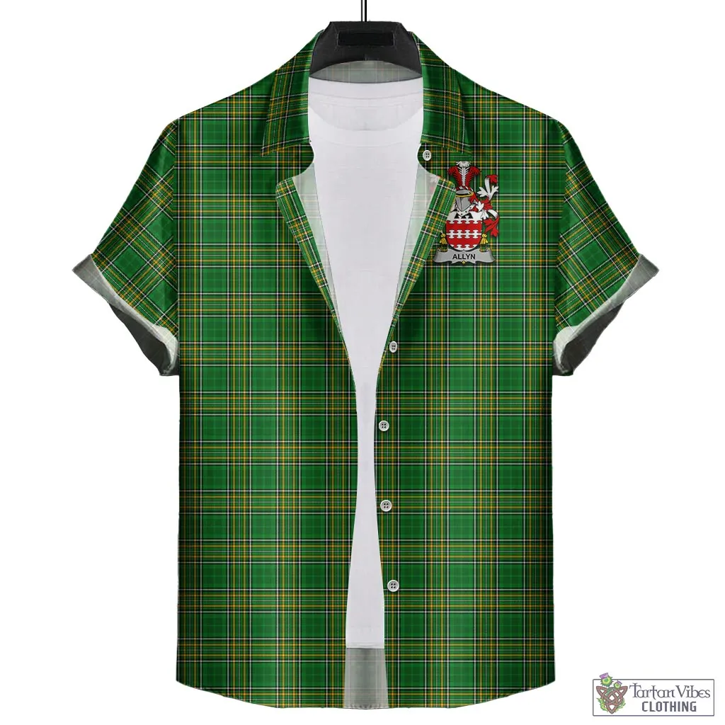 Allyn Irish Clan Tartan Short Sleeve Button Up with Coat of Arms