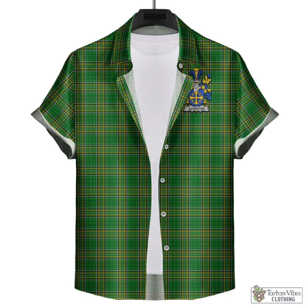 Alveston Irish Clan Tartan Short Sleeve Button Up with Coat of Arms