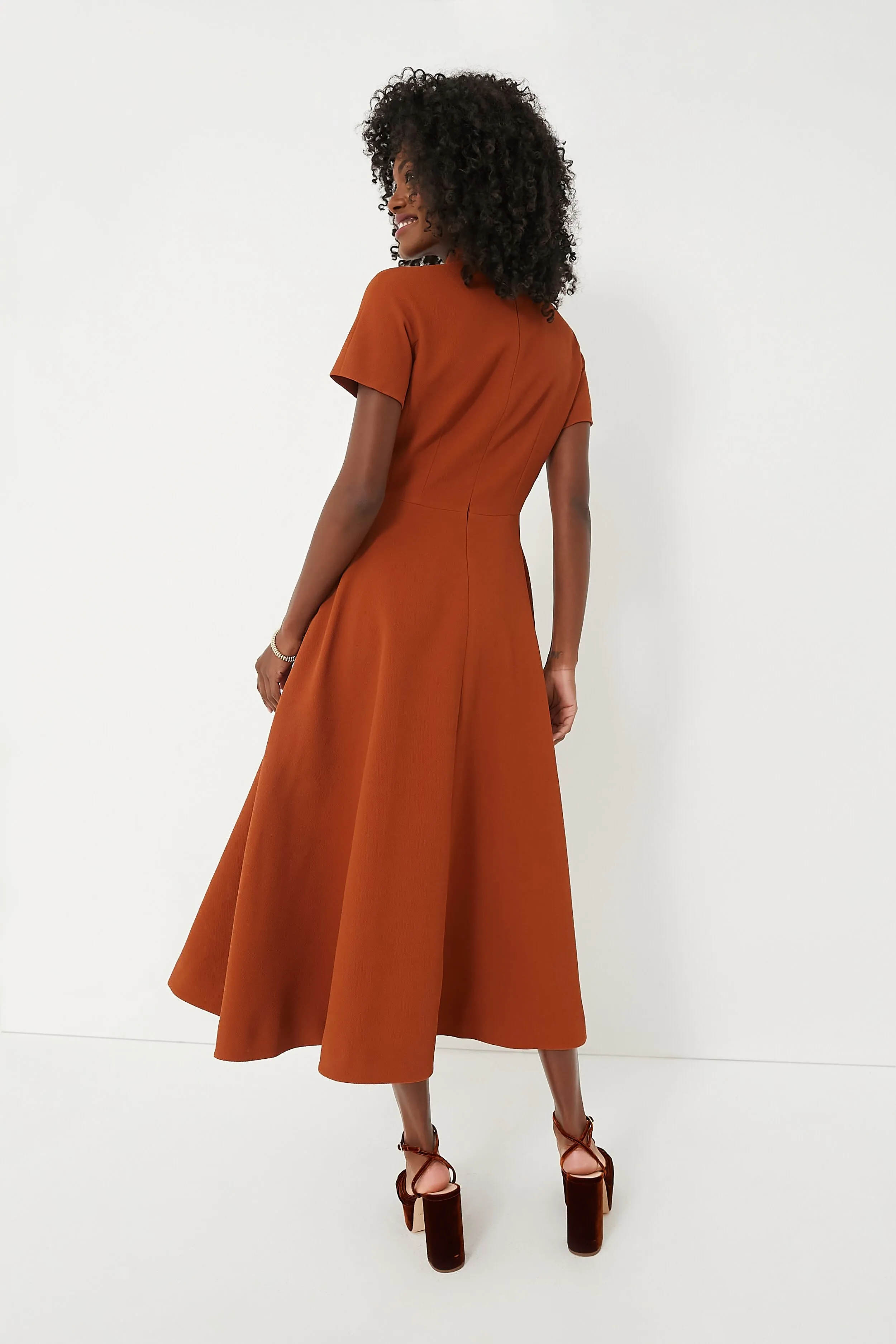 Amber Brown Catrina Double Crepe Dress