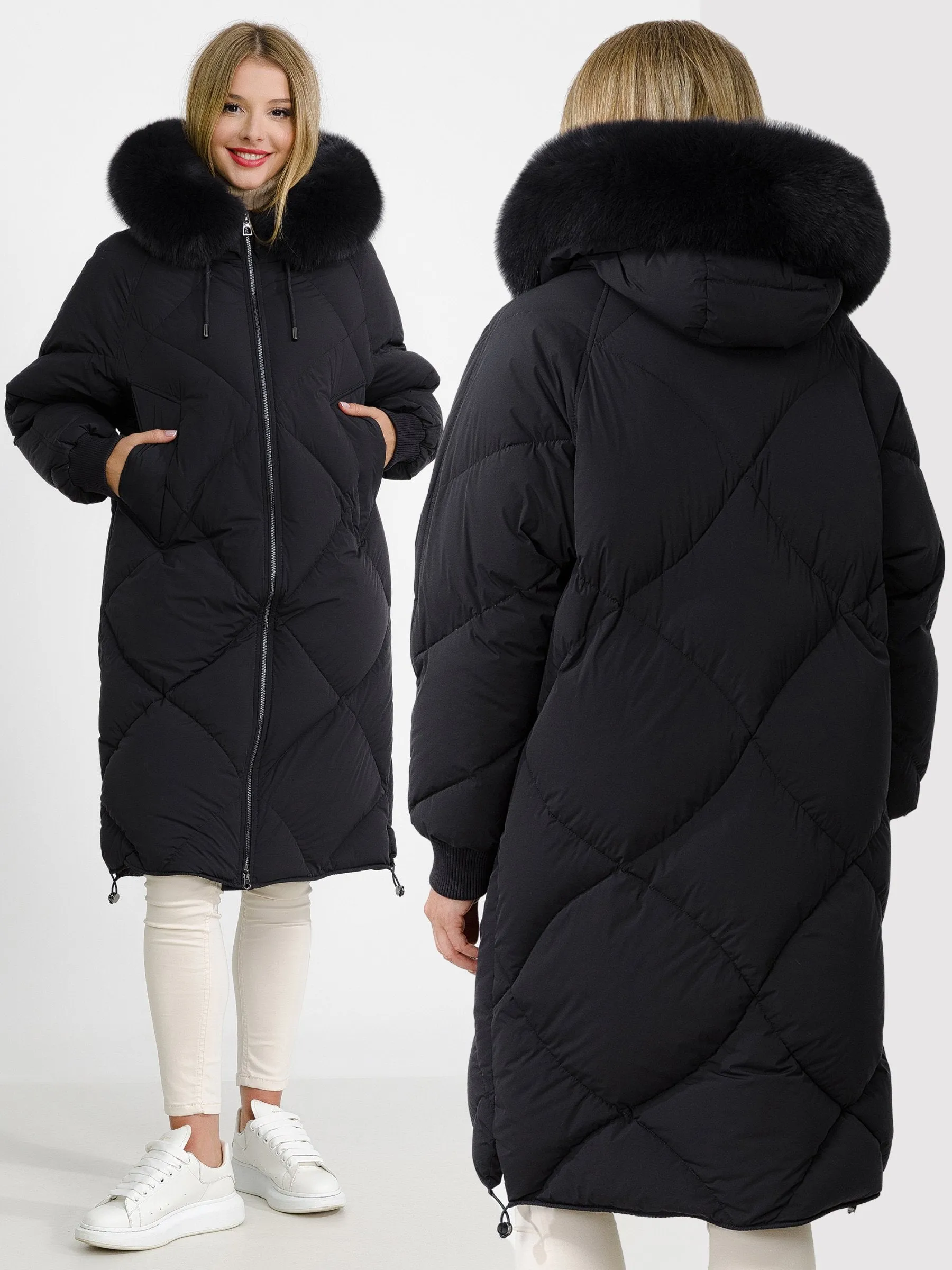 Amour Genuine Polar Fox Fur Down Fill Coat