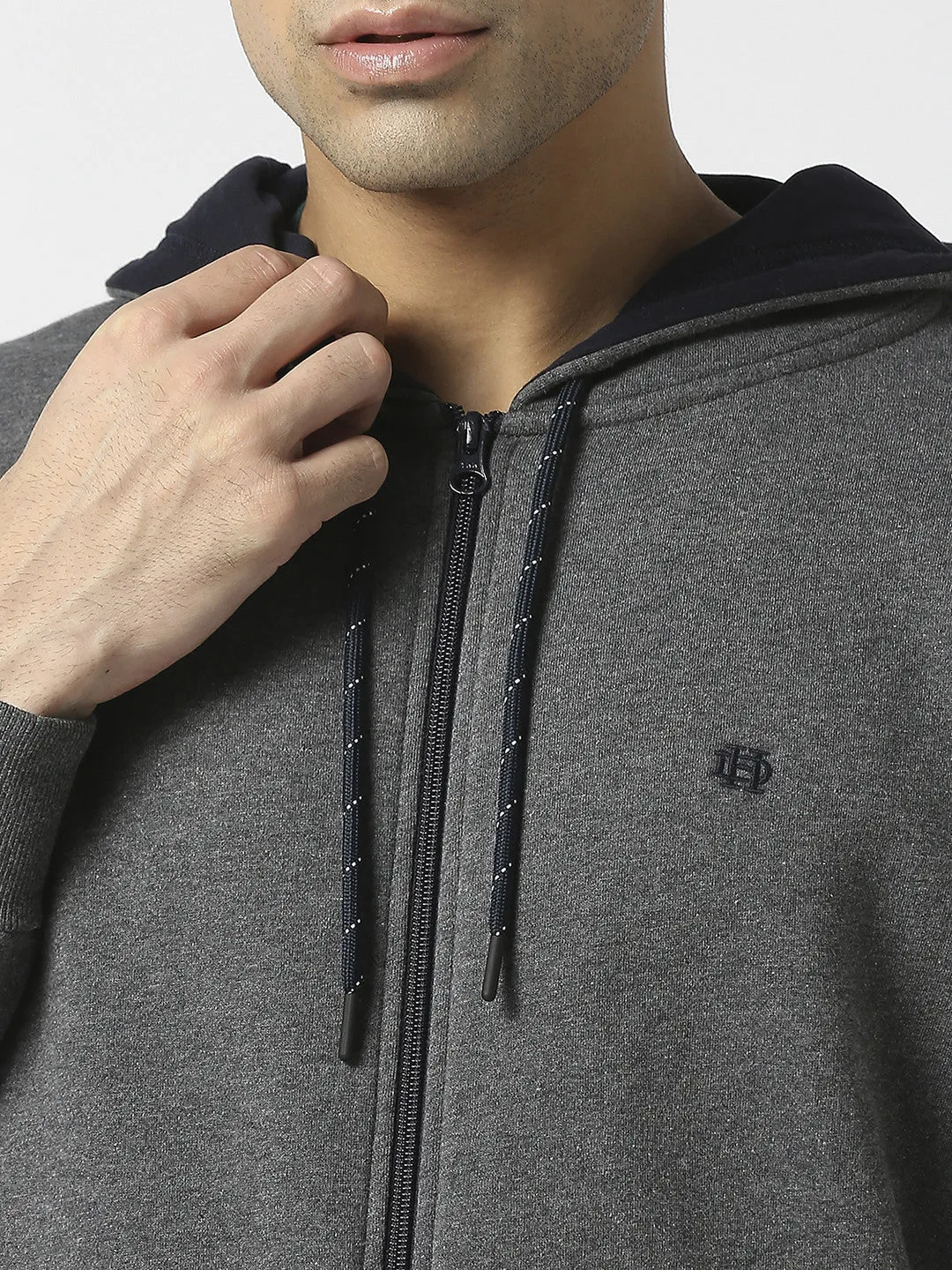 Anthra Melange Full Zip Fleece Hoodie