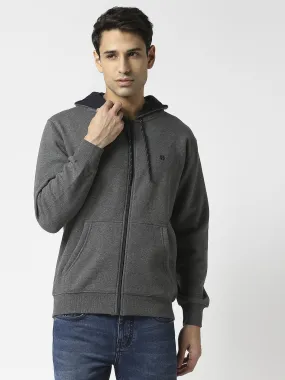 Anthra Melange Full Zip Fleece Hoodie