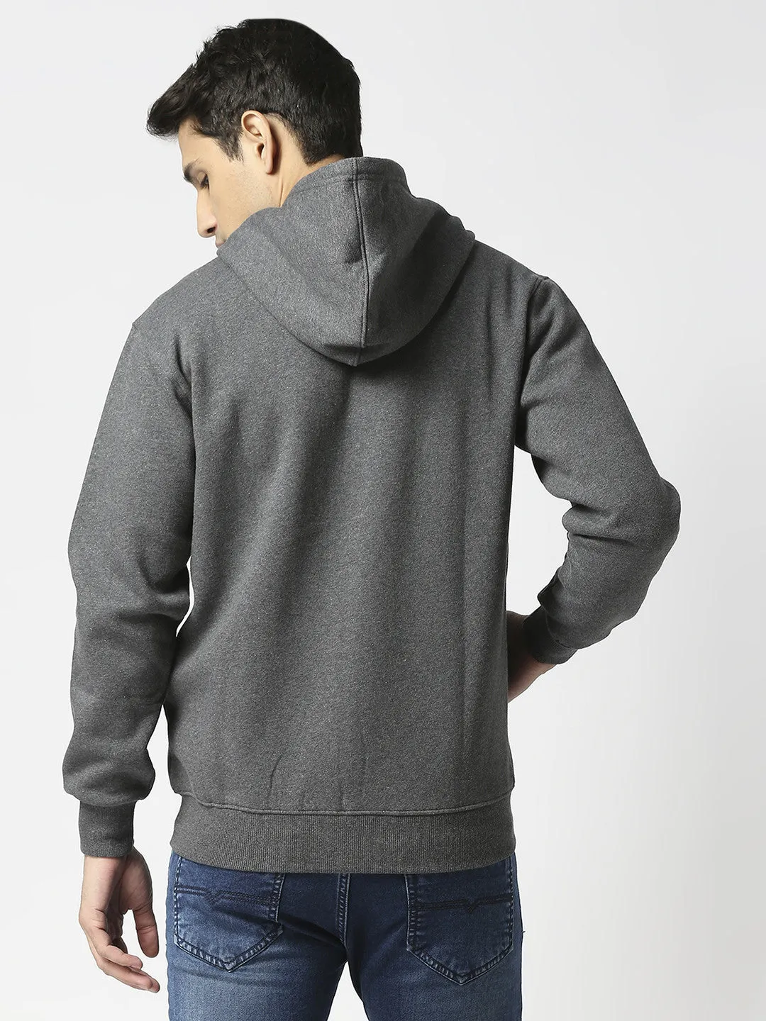 Anthra Melange Full Zip Fleece Hoodie