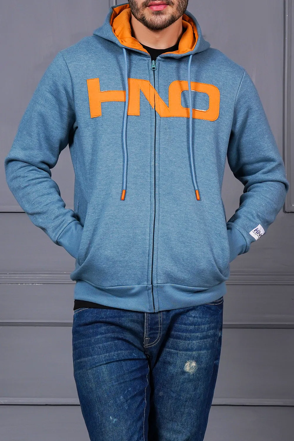 Applique Zipper Hood For Men