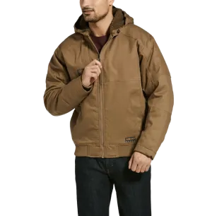 Ariat Men's Rebar DuraCanvas Field Khaki Brown Hooded Jacket