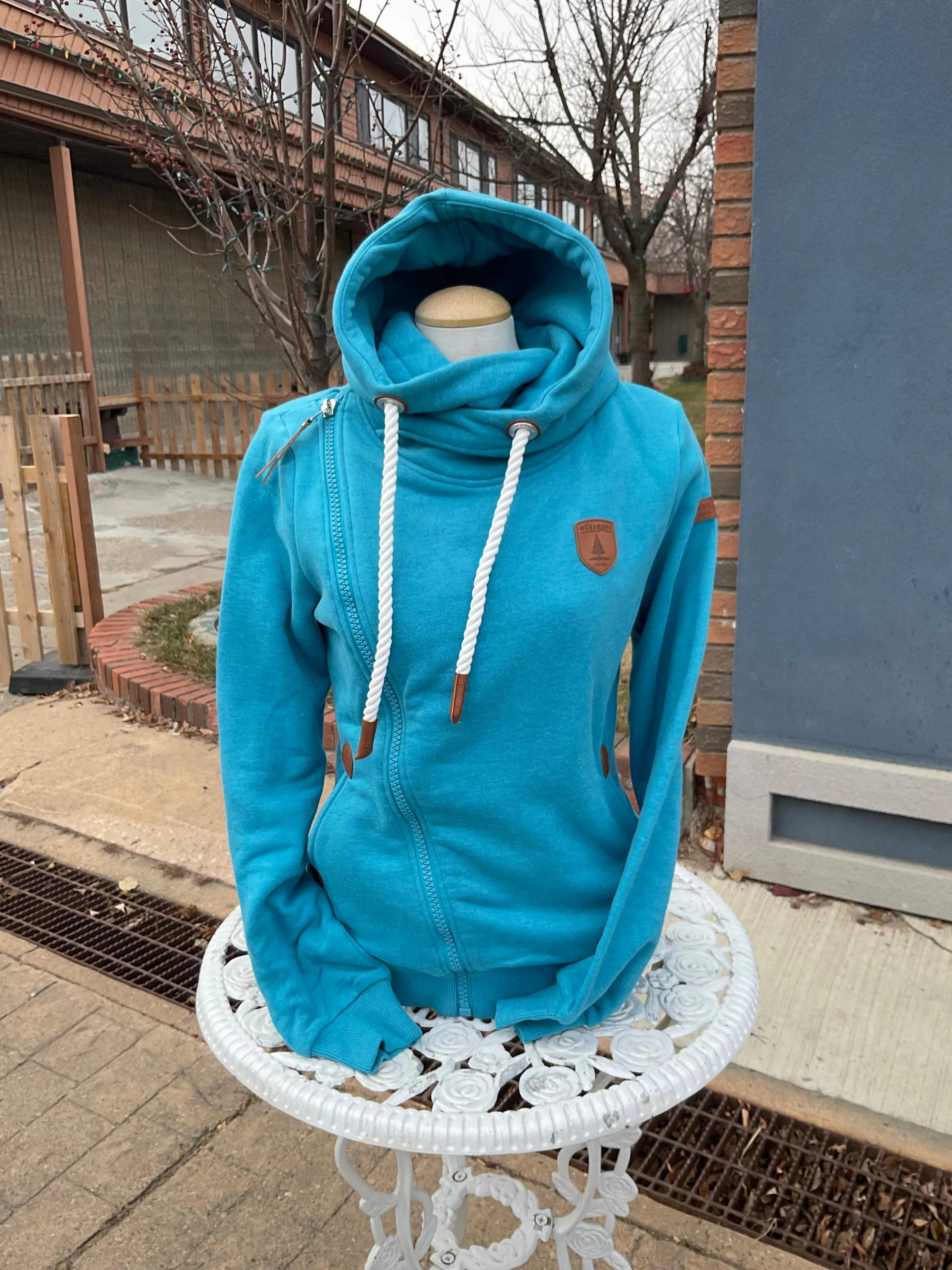 Athena Cyan Side Zip Hoodie