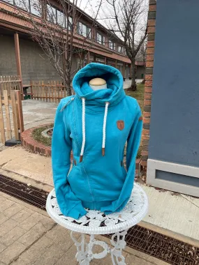 Athena Cyan Side Zip Hoodie