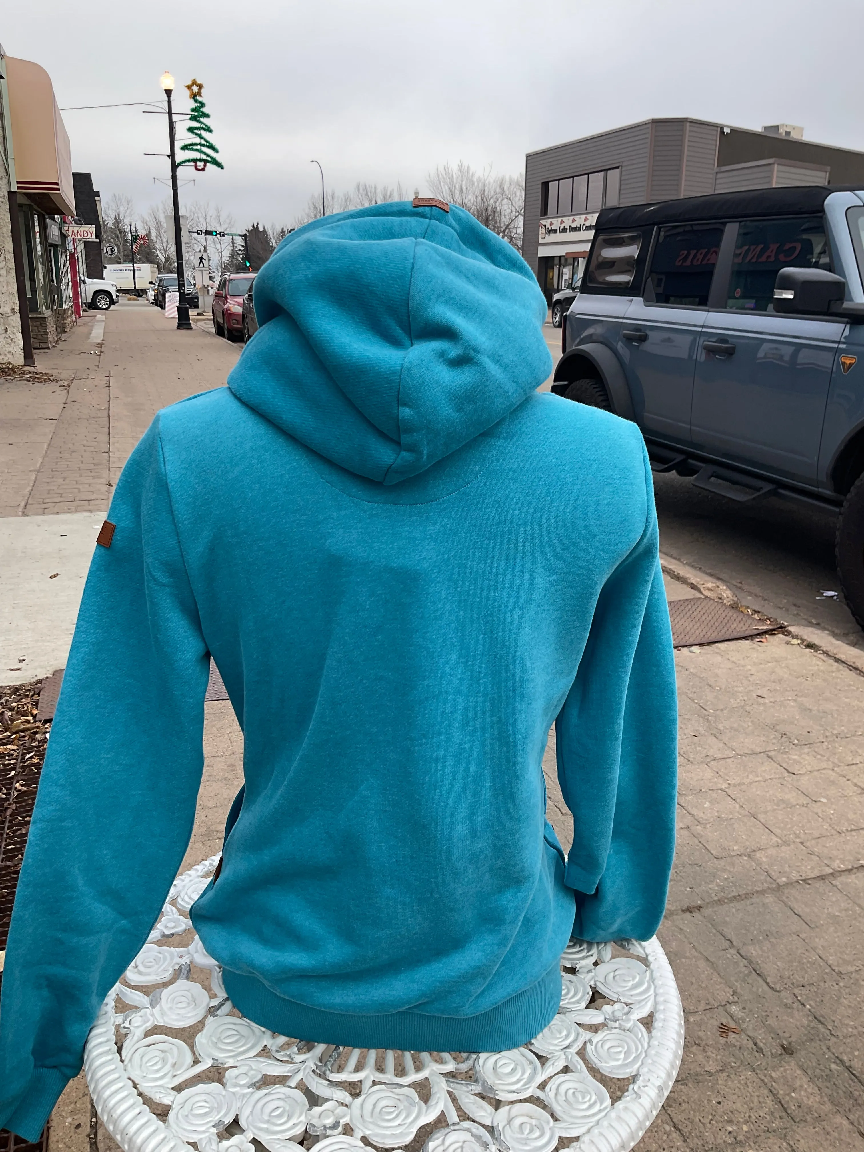 Athena Cyan Side Zip Hoodie