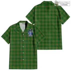 Atkins Irish Clan Tartan Short Sleeve Button Up with Coat of Arms