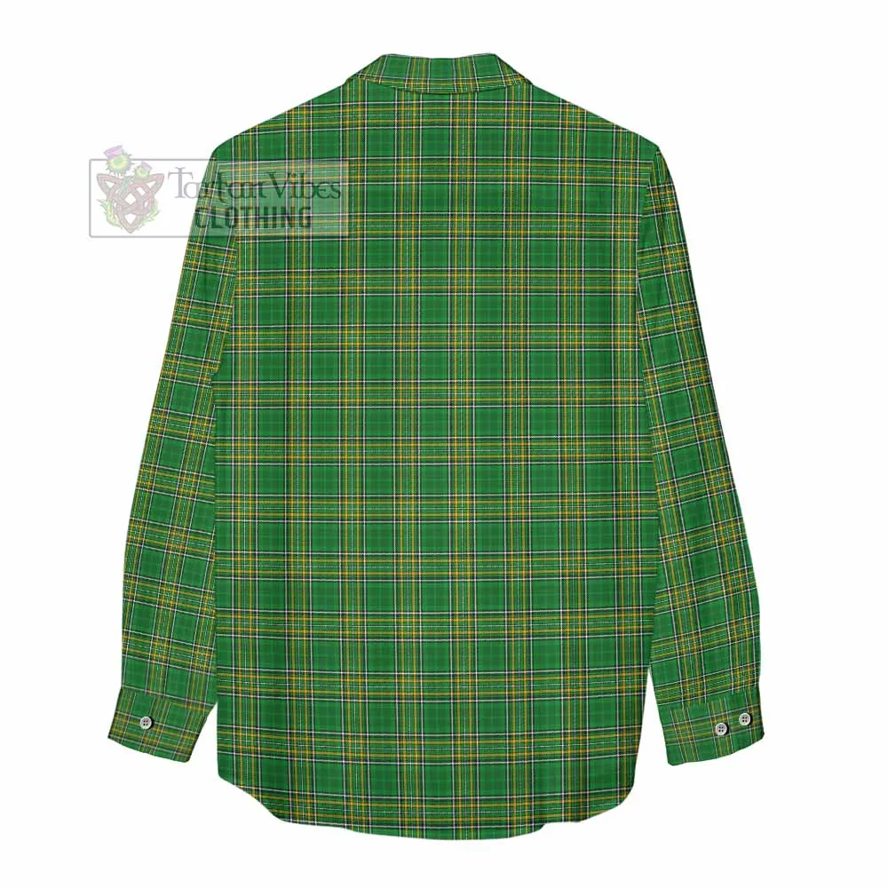 Atkins Irish Clan Tartan Women's Casual Shirt with Coat of Arms