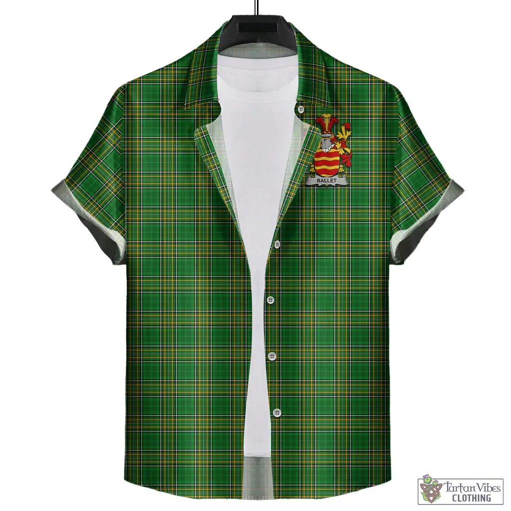 Ballet Irish Clan Tartan Short Sleeve Button Up with Coat of Arms