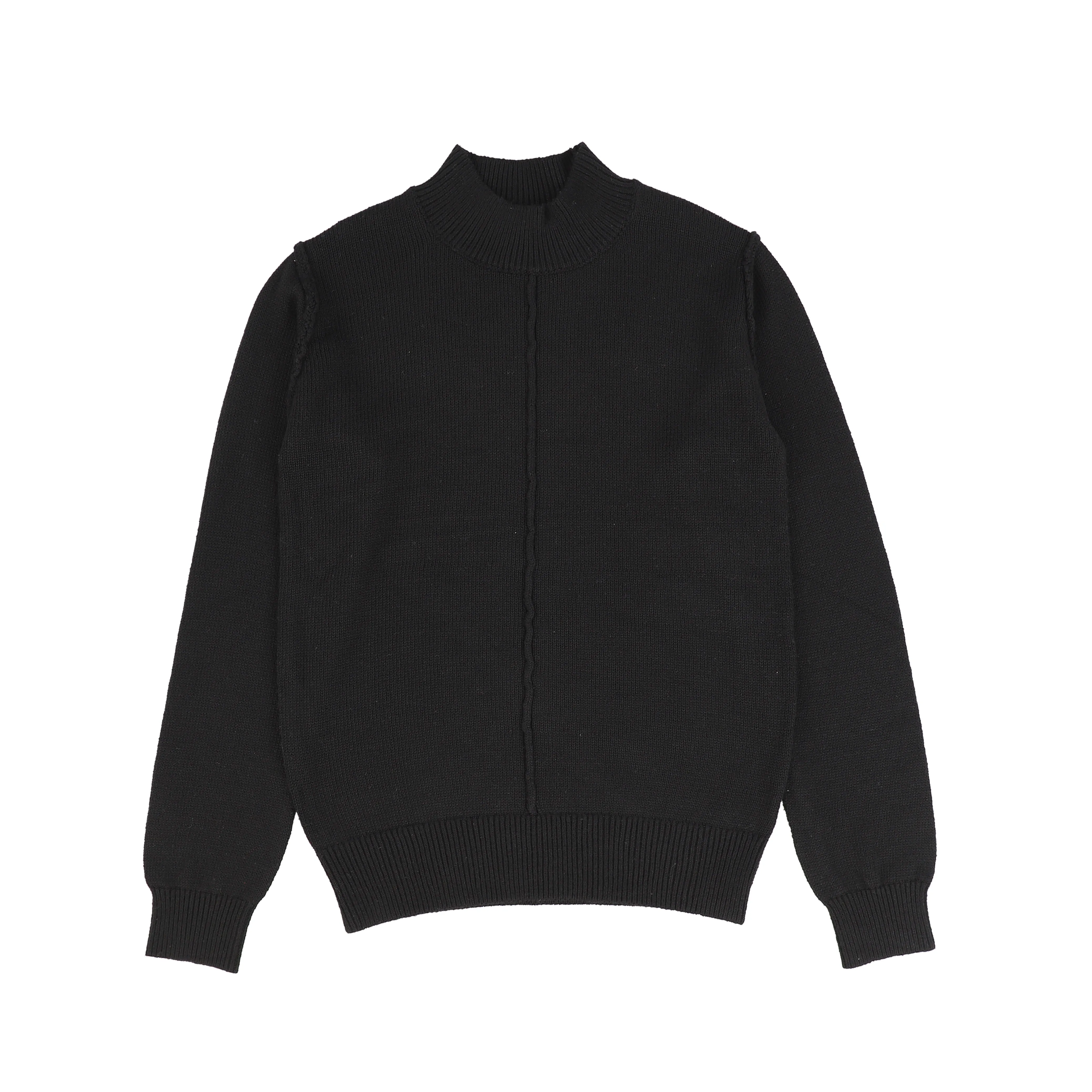 BAMBOO BLACK KNIT SEAM DETAIL TOP [Final Sale]