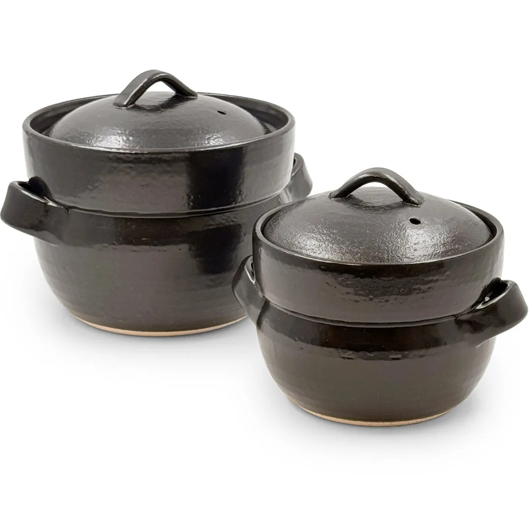 Banko Earthenware Double Lid Rice Cooking Pot 4 Cup