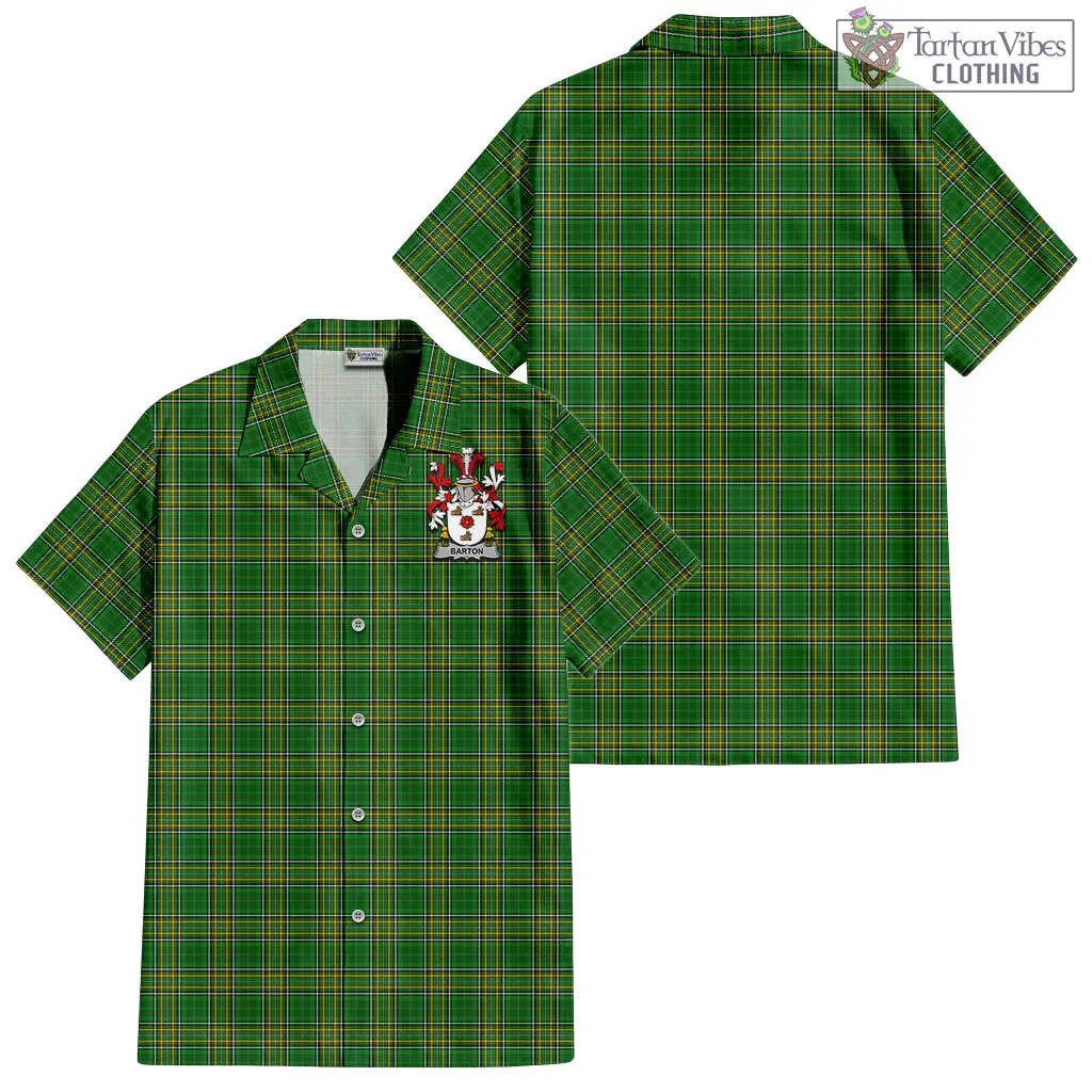 Barton Irish Clan Tartan Short Sleeve Button Up with Coat of Arms