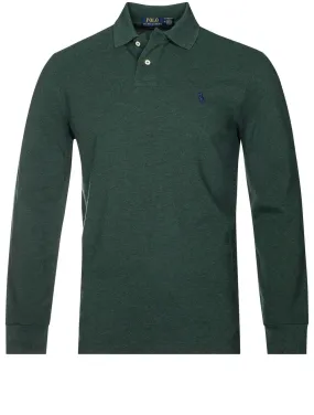 Basic Mesh Long Sleeve Polo-Dark Green