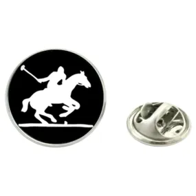 Bassin and Brown Polo Player Jacket Lapel Pin - Black/White