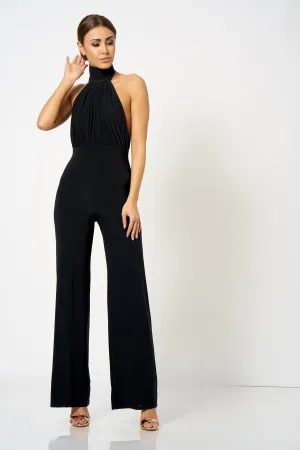 Black Backless Halter Neck Jumpsuit