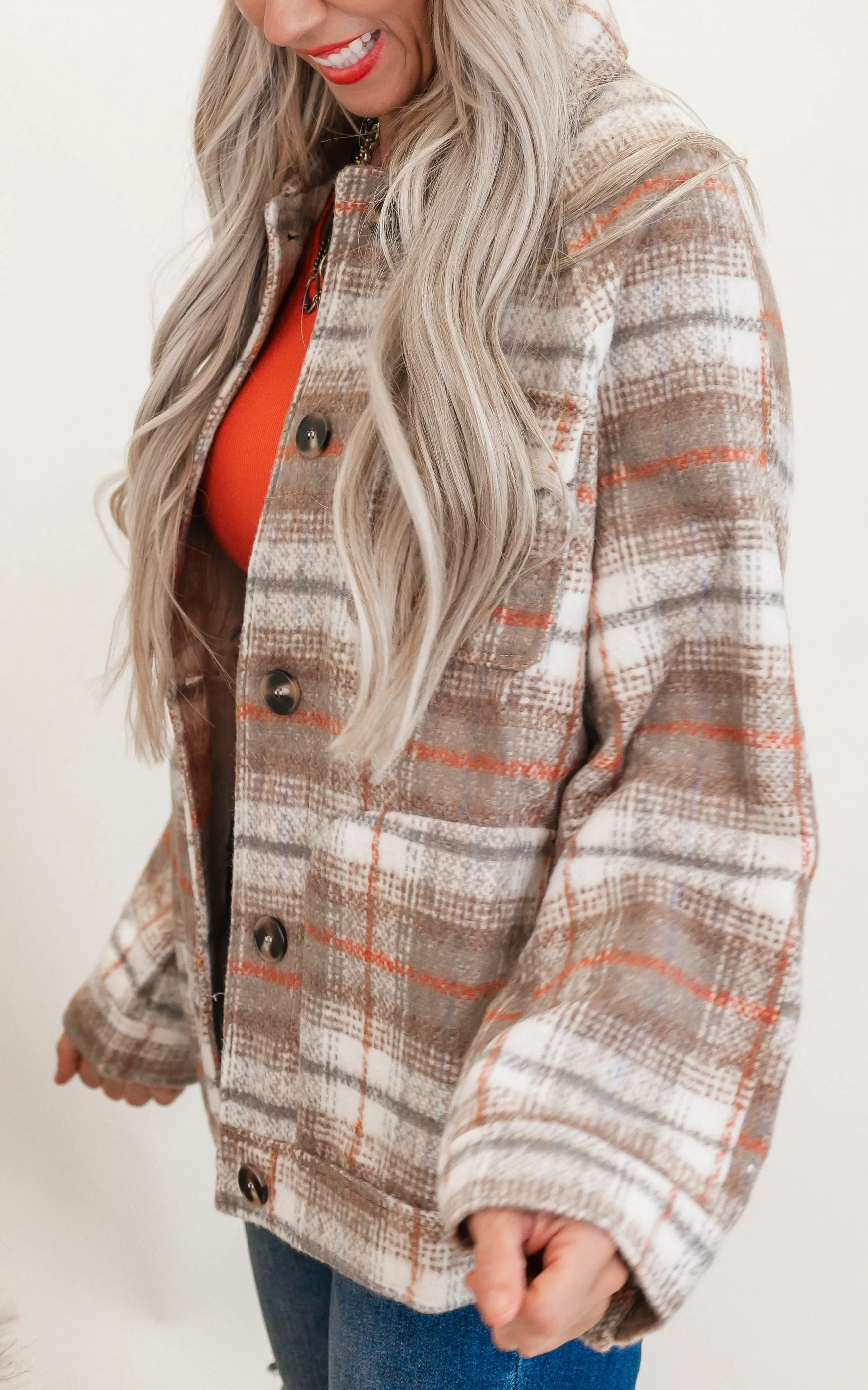 Blushed-Plaid Coat Jacket