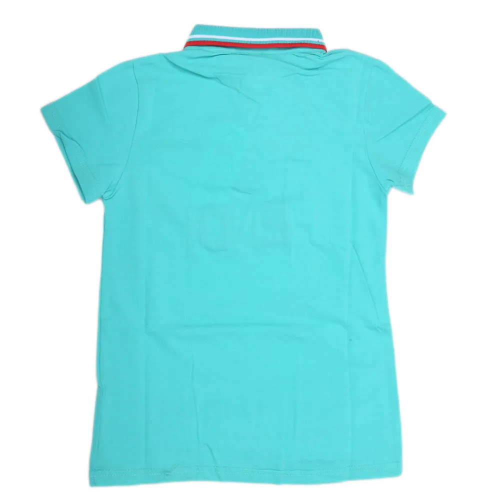 Boys Half Sleeves Polo T-Shirt - Cyan