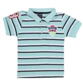 Boys Half Sleeves Polo T-Shirts - Cyan