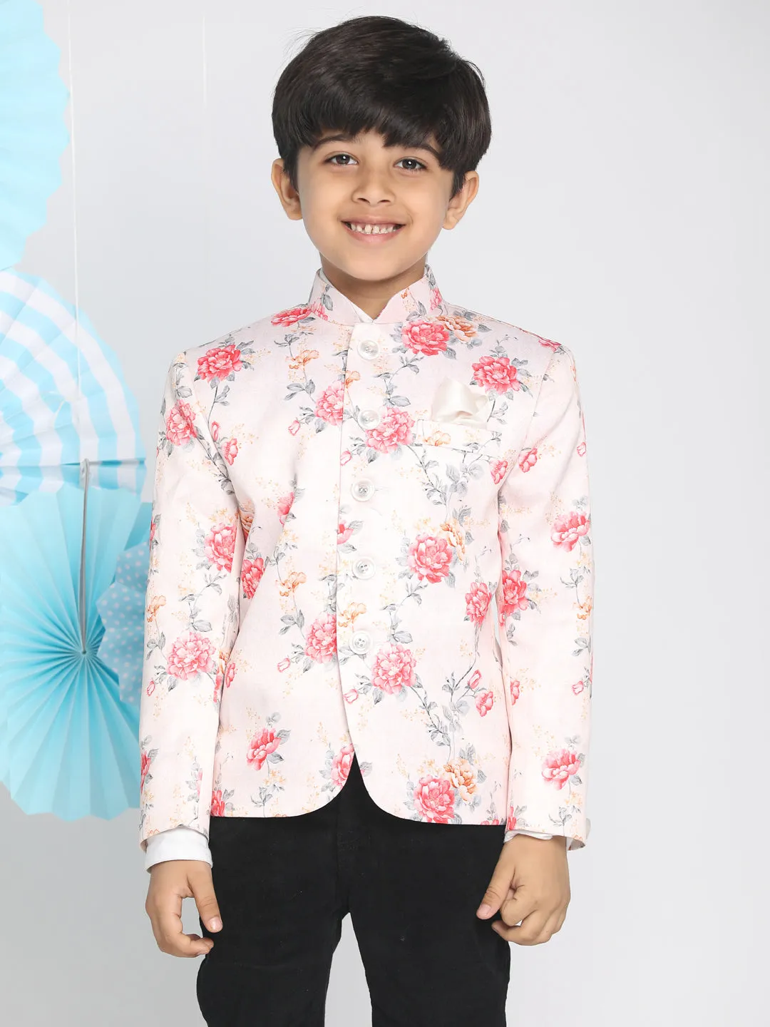 Boy's Multicolor-Base-Peach Jodhpuri - Vastramay Boys