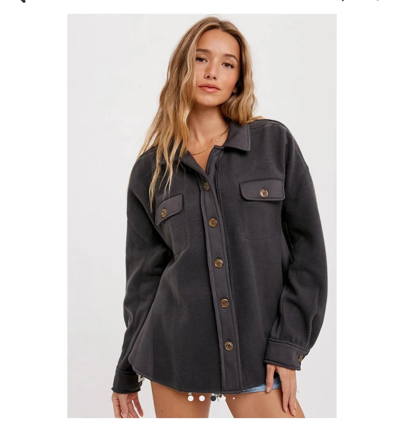 Brushed Terry Charcoal Gray Shacket