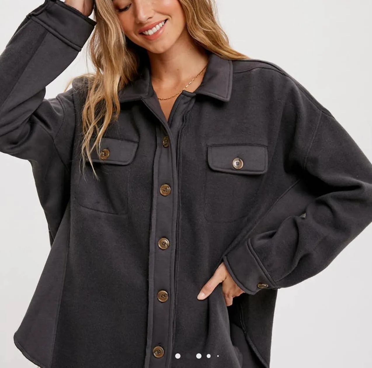 Brushed Terry Charcoal Gray Shacket