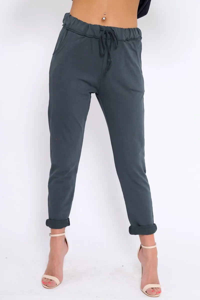 Charcoal Elasticated Tie Waist Joggers - Cerena