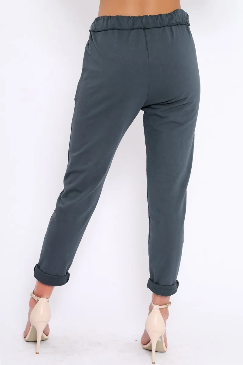 Charcoal Elasticated Tie Waist Joggers - Cerena