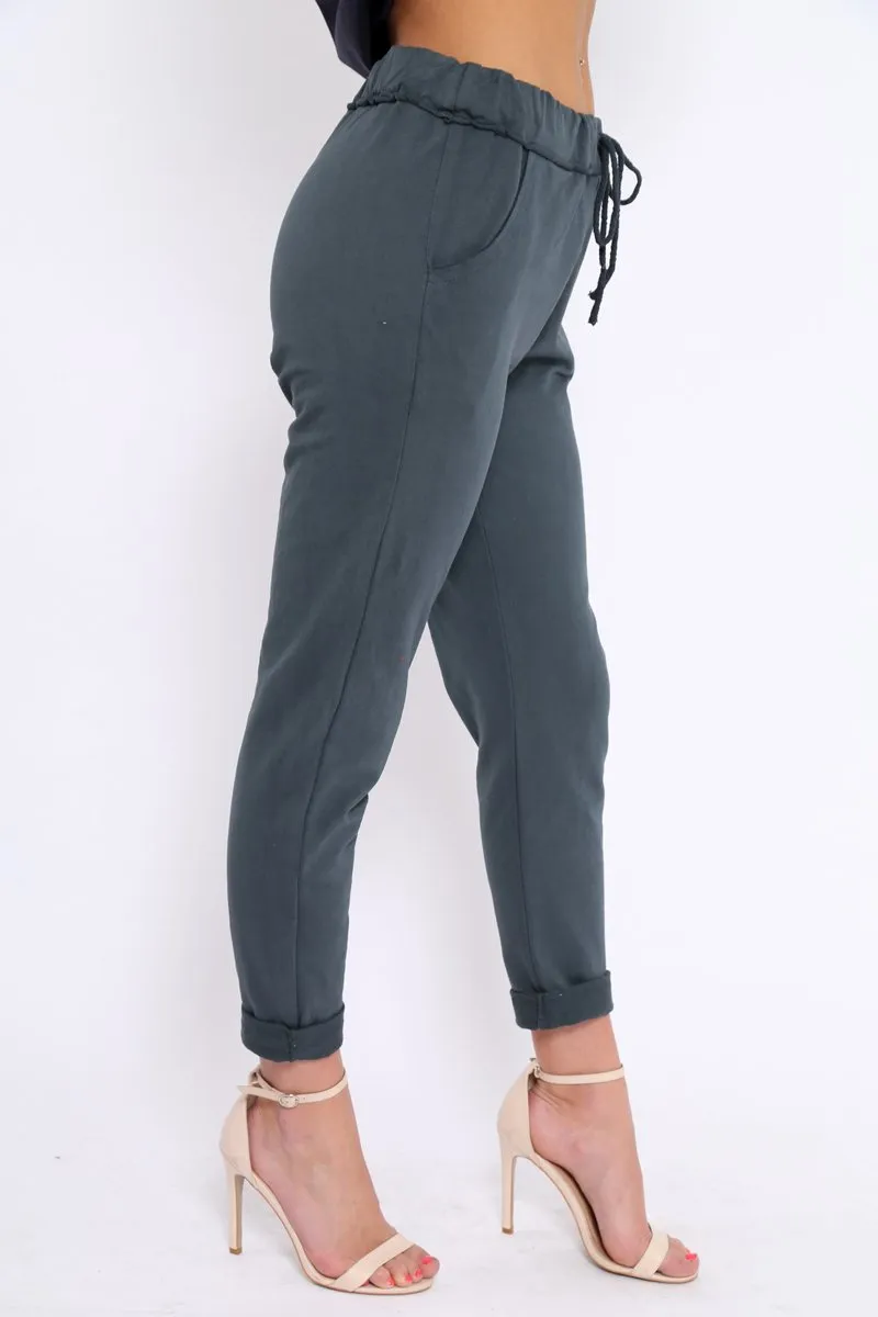 Charcoal Elasticated Tie Waist Joggers - Cerena