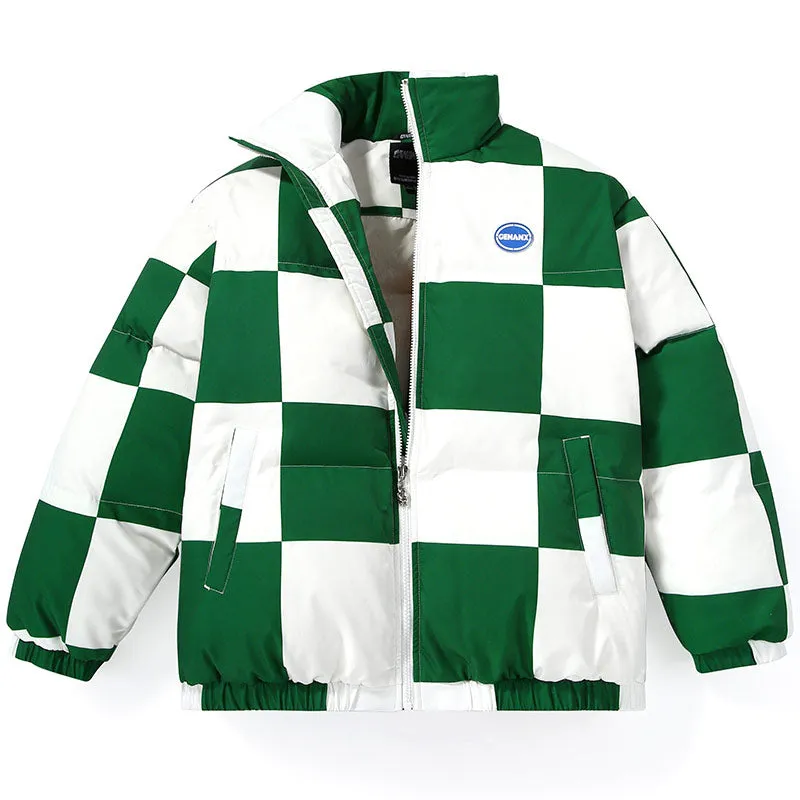 Checkerboard Logo Print Down Jacket