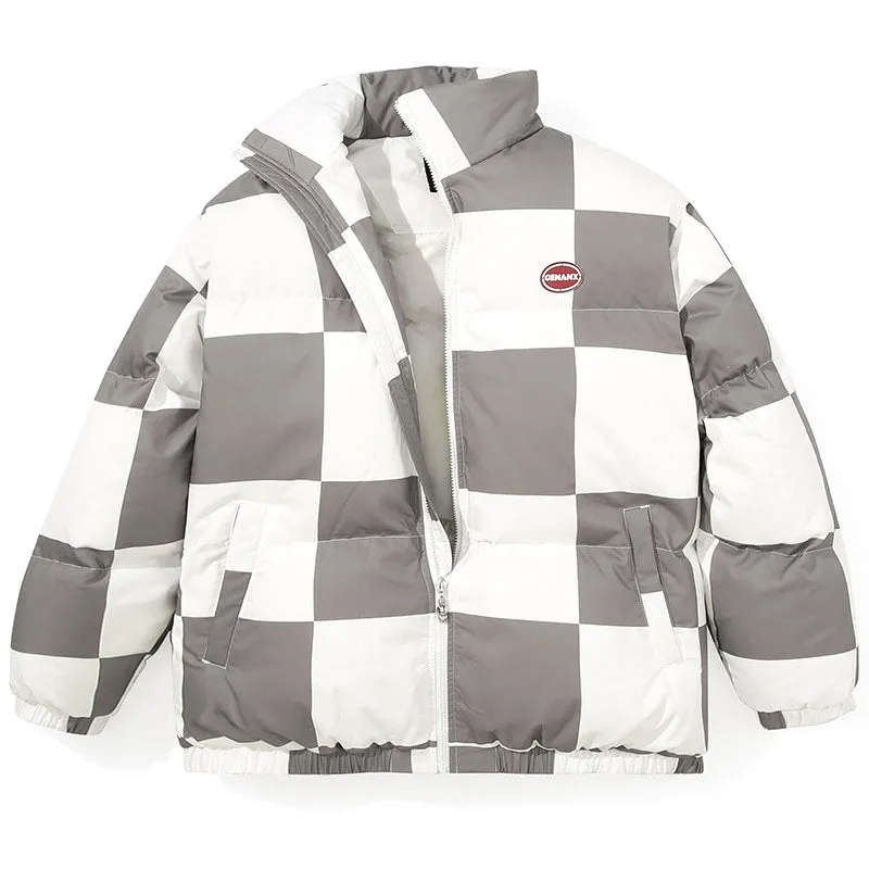 Checkerboard Logo Print Down Jacket