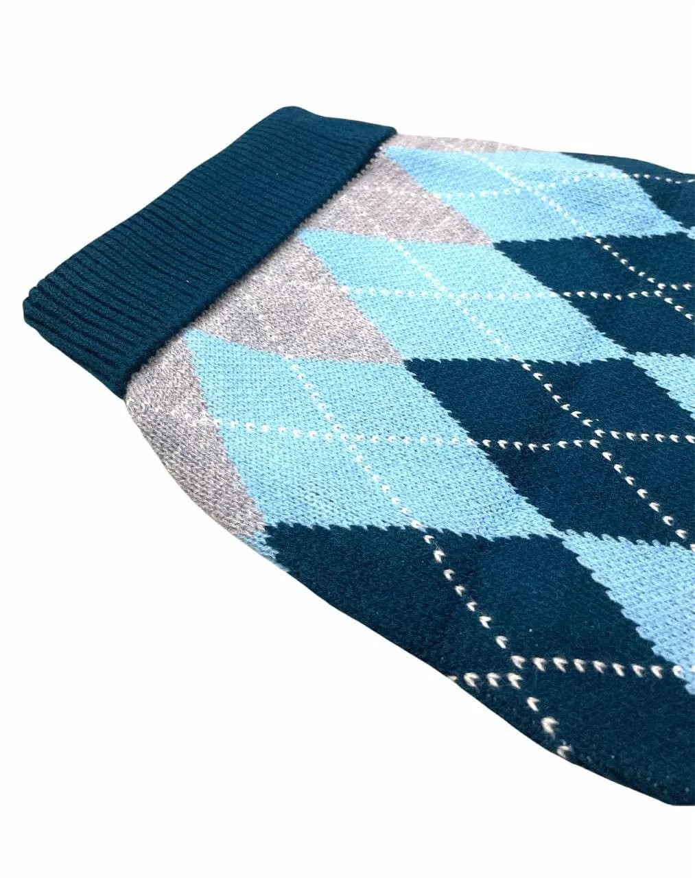 Classic Cosy Check Sweater for Dogs Cyan