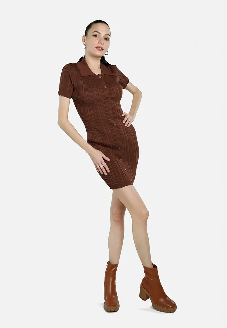 Collared Bodycon Sweater Dress