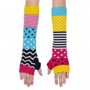 Colourful Mismatched Striped Arm Warmers