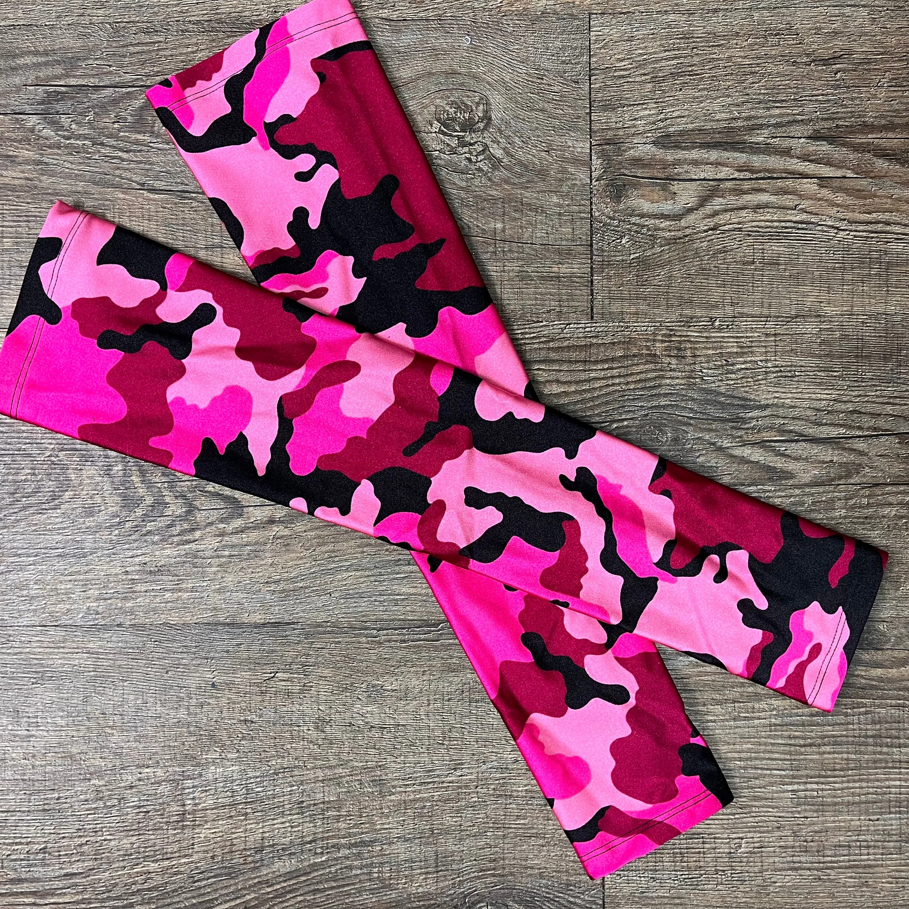 Compression Arm Sleeves in Pink Camouflage Print Spandex