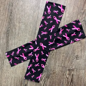 Compression Arm Sleeves in Pink Ribbon Breast Cancer Awareness Print Spandex