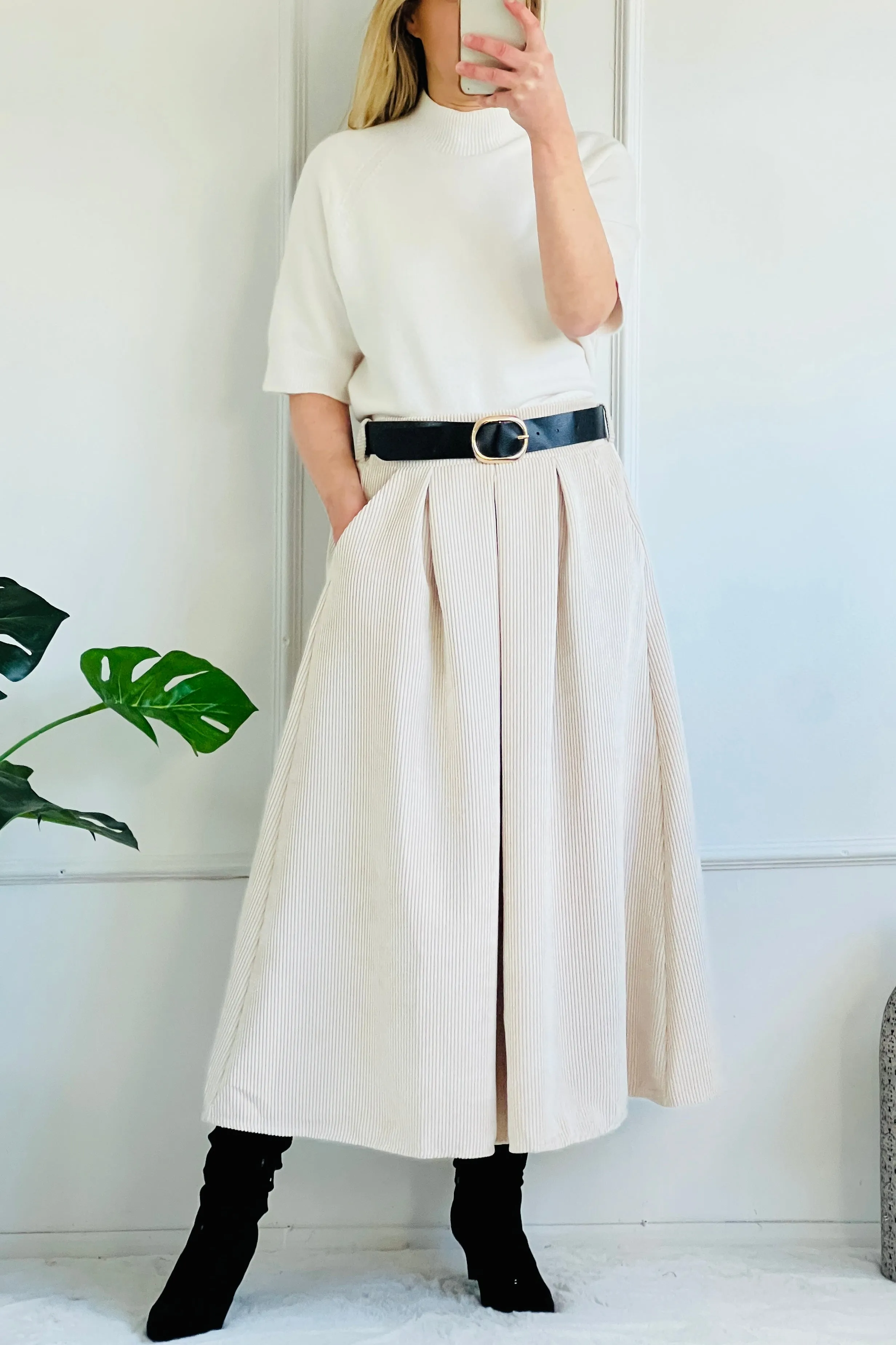 Cora Cord Maxi Skirt | Winter White