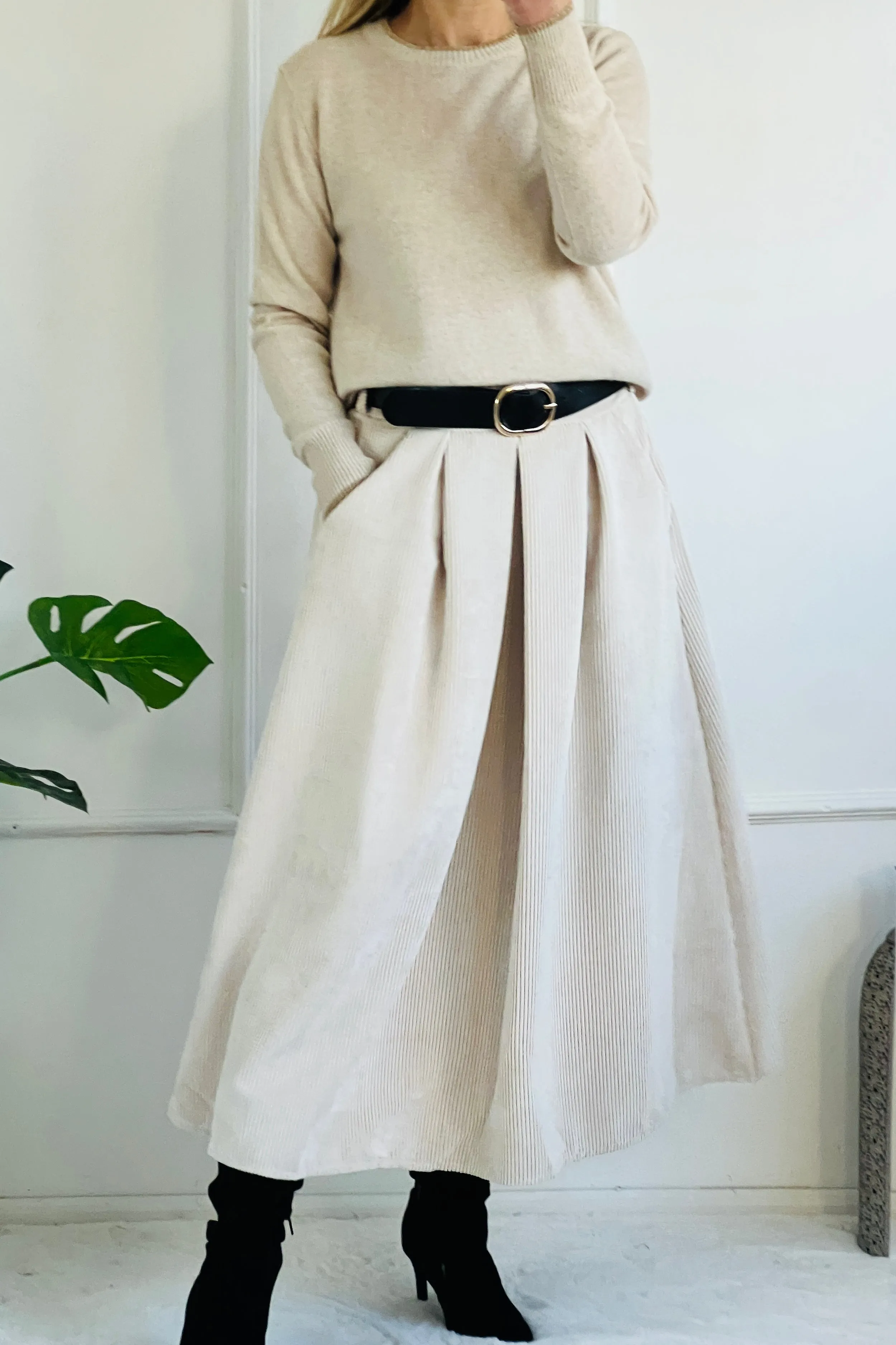 Cora Cord Maxi Skirt | Winter White